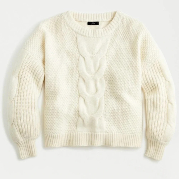 J. Crew Cable‎ Knit Balloon Sleeve Sweater - Picture 1 of 11